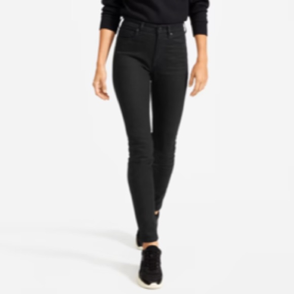 Everlane High Rise Dark Black Skinny Jeans